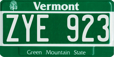 VT license plate ZYE923