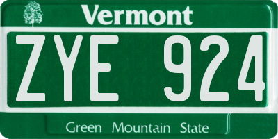 VT license plate ZYE924