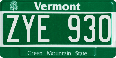 VT license plate ZYE930