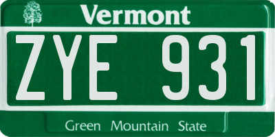 VT license plate ZYE931
