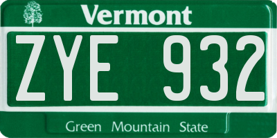 VT license plate ZYE932