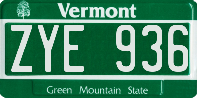 VT license plate ZYE936