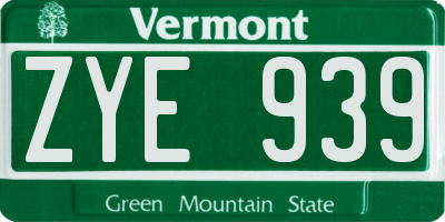 VT license plate ZYE939