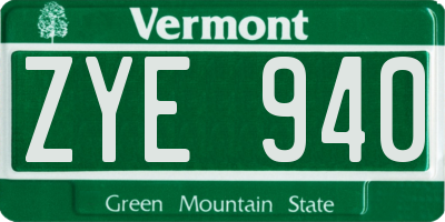 VT license plate ZYE940