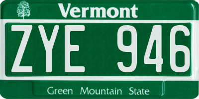 VT license plate ZYE946
