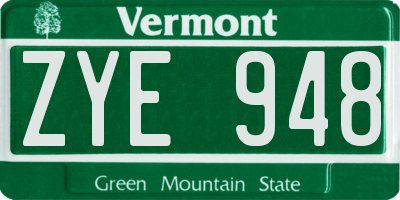 VT license plate ZYE948
