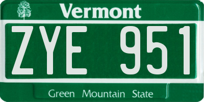 VT license plate ZYE951