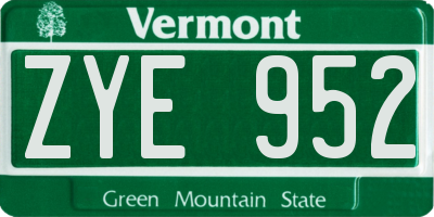 VT license plate ZYE952