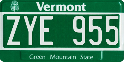 VT license plate ZYE955