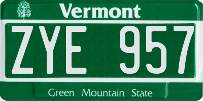 VT license plate ZYE957
