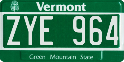 VT license plate ZYE964