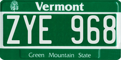 VT license plate ZYE968