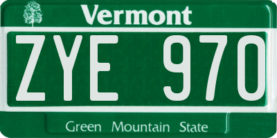 VT license plate ZYE970