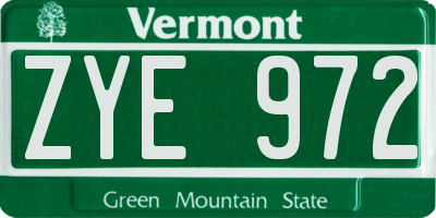 VT license plate ZYE972