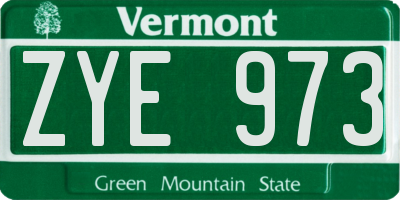 VT license plate ZYE973