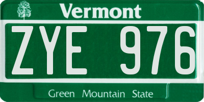 VT license plate ZYE976