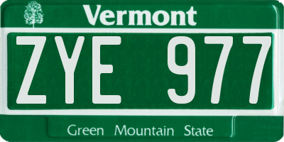 VT license plate ZYE977