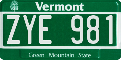 VT license plate ZYE981