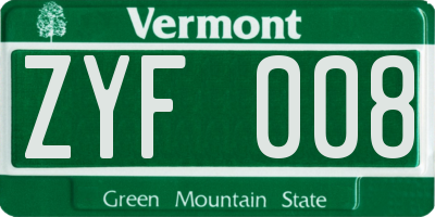 VT license plate ZYF008