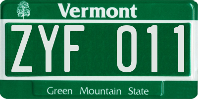 VT license plate ZYF011