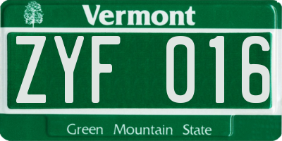 VT license plate ZYF016