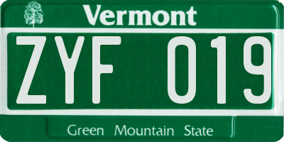 VT license plate ZYF019