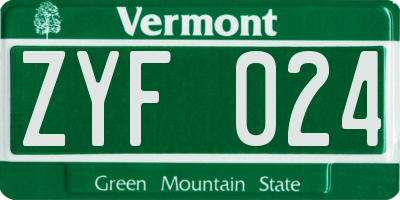 VT license plate ZYF024