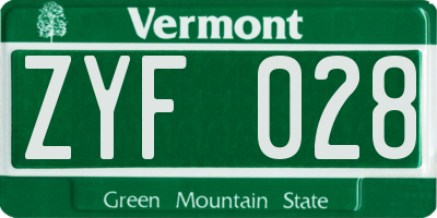 VT license plate ZYF028