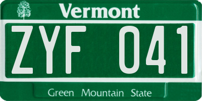 VT license plate ZYF041