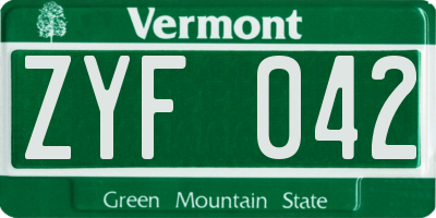 VT license plate ZYF042