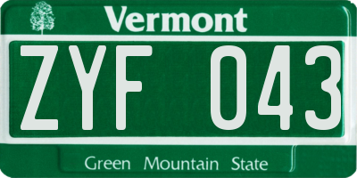 VT license plate ZYF043