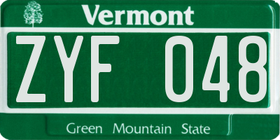 VT license plate ZYF048