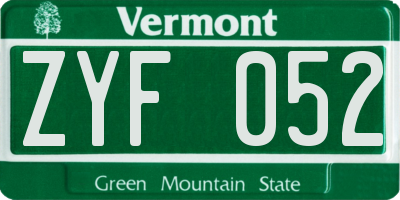 VT license plate ZYF052