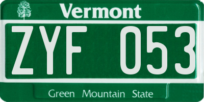 VT license plate ZYF053
