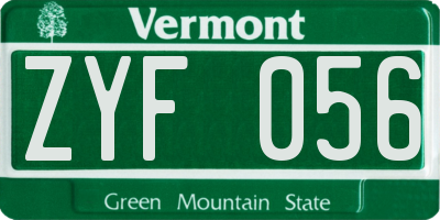 VT license plate ZYF056