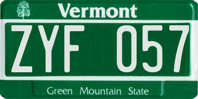 VT license plate ZYF057