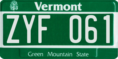 VT license plate ZYF061
