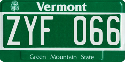 VT license plate ZYF066
