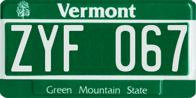 VT license plate ZYF067