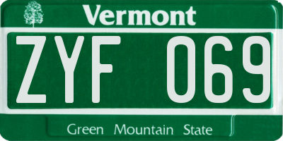 VT license plate ZYF069