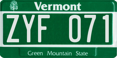 VT license plate ZYF071