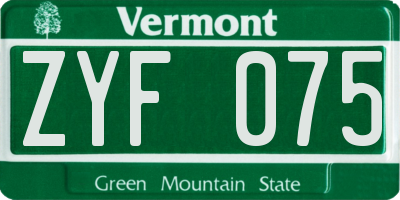 VT license plate ZYF075