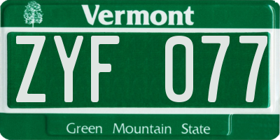 VT license plate ZYF077