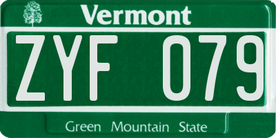 VT license plate ZYF079