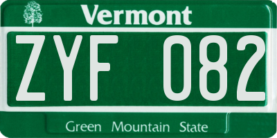 VT license plate ZYF082