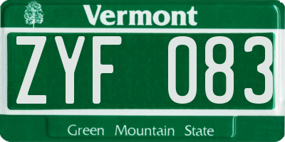 VT license plate ZYF083