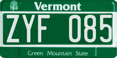 VT license plate ZYF085