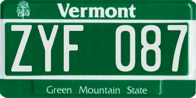 VT license plate ZYF087