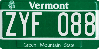 VT license plate ZYF088