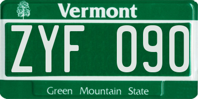 VT license plate ZYF090
